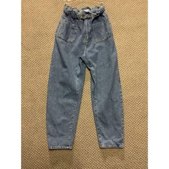 SOLD - ZARA BAGGY PAPERBAG JEANS | Slash Pockets | Size 6 - Picture 3 of 12
